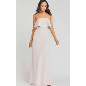 NWT Show Me Your Mumu Small Gray Monaco Ruffle Strapless Maxi Bridesmaid Dress
